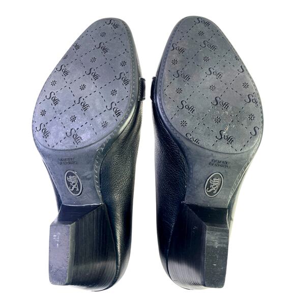 Sofft Womens Black Leopard Leather Pumps 3" Heel Tassles Gold Accents Size 6.5 - Picture 8 of 11